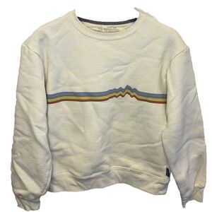 PATAGONIA Ridge Rise Stripe Uprisal Crew Sweatshirt Burch White sz Small Ivory